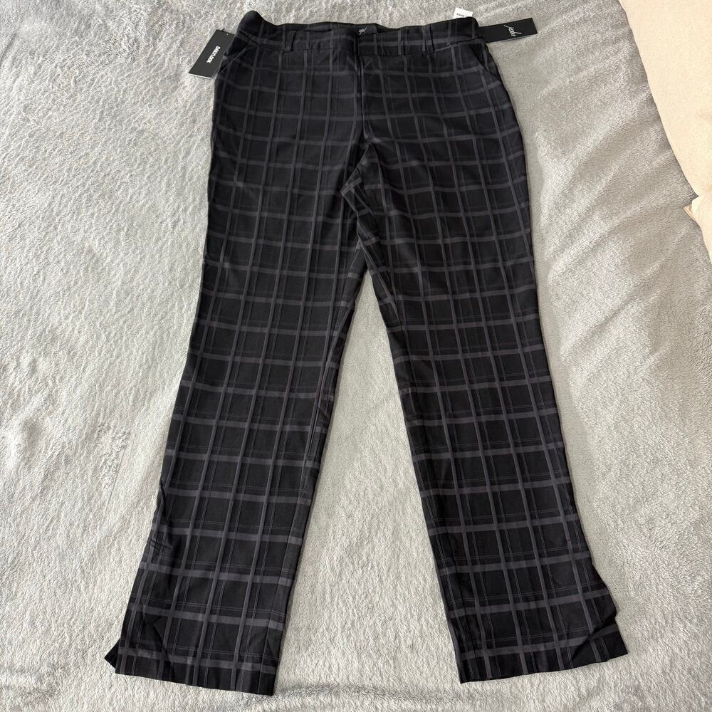 Up! PONTE PLAID SLIM LEG CROP PANT Pull on Tummy Control, 16W